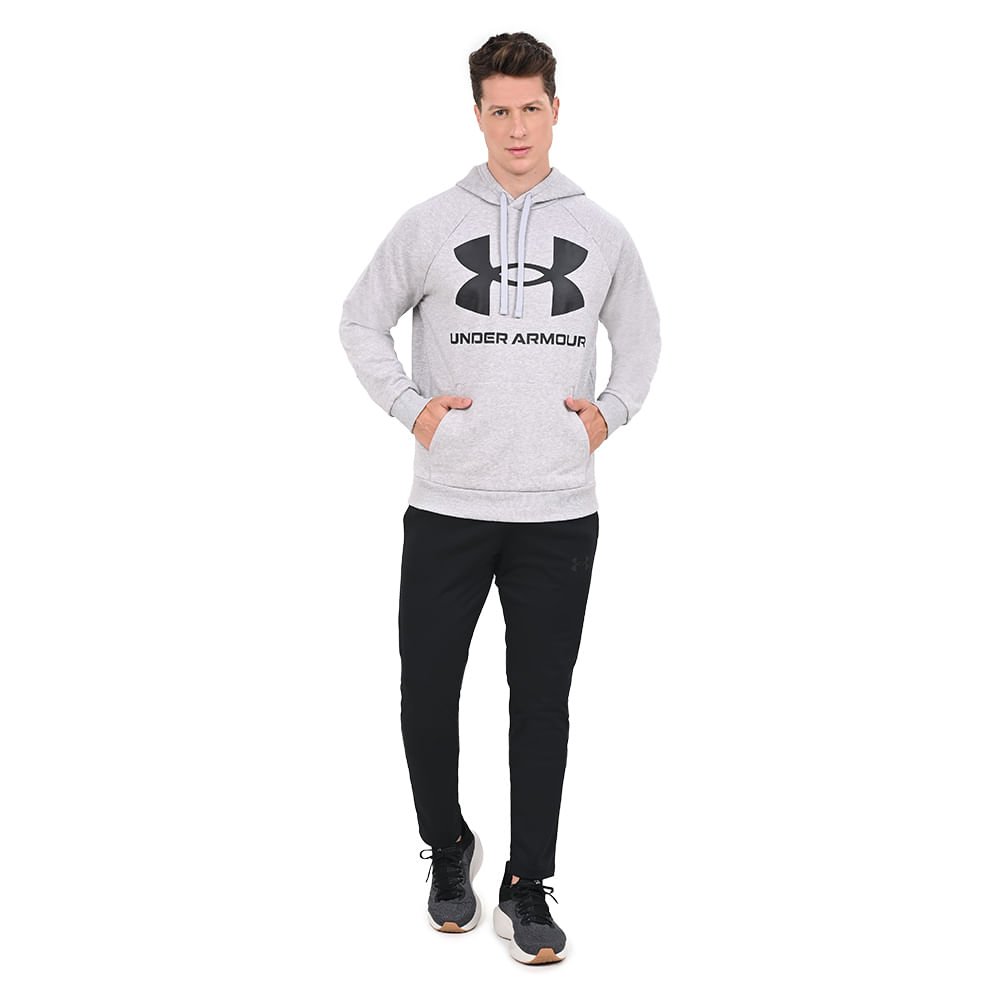 Moletom de Treino Masculino Under Armour Rival Fleece Big Logo HD Cinza 4