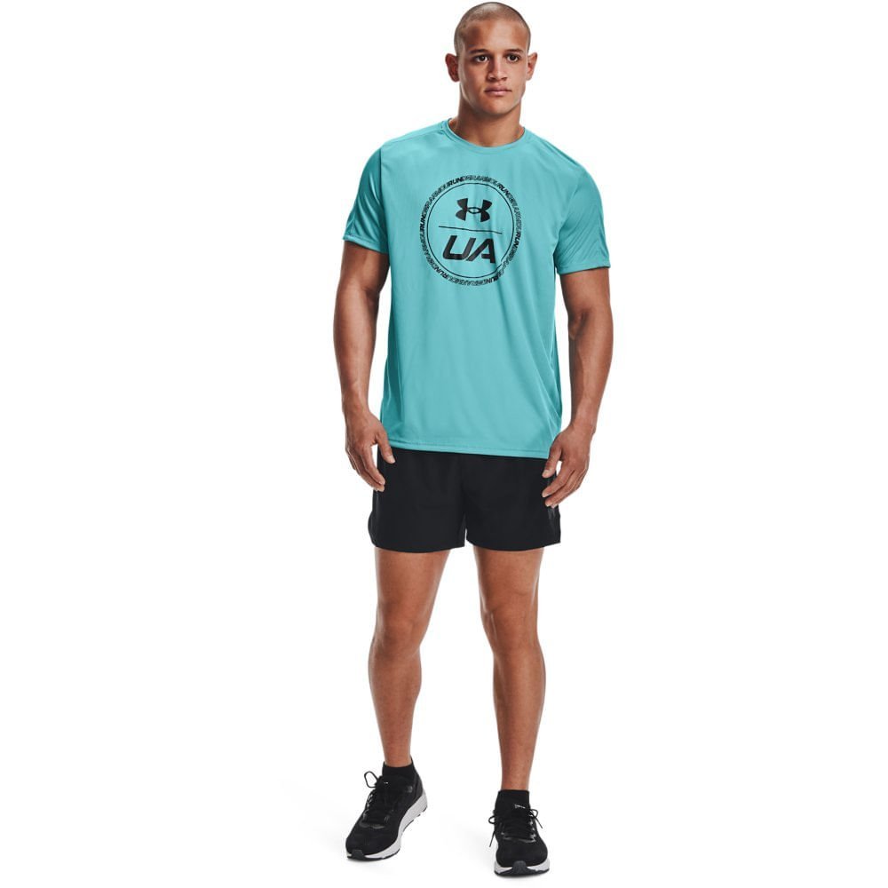 Camiseta de Corrida Masculina Under Armour Stride Graphic SS Azul 2