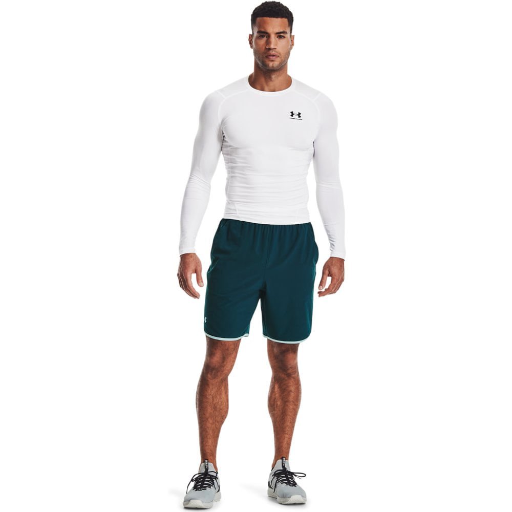 Camiseta Manga Longa de Compressão Masculina Under Armour HG Comp Branco 2