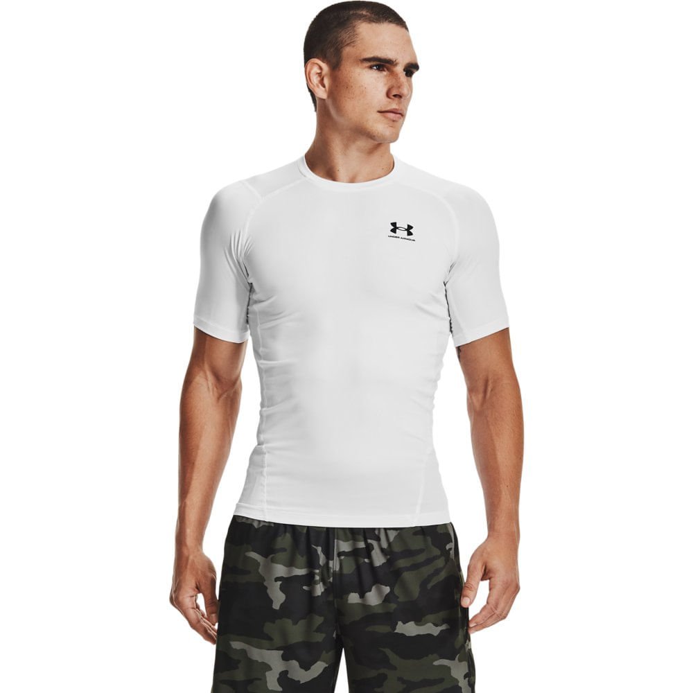 Camiseta de Treino Masculina Under Armour Compressão SS Cinza