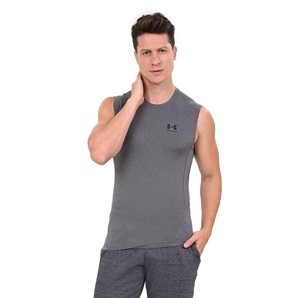Regata Compressão de Treino Masculina Under Armour HG Armour SL Cinza 3