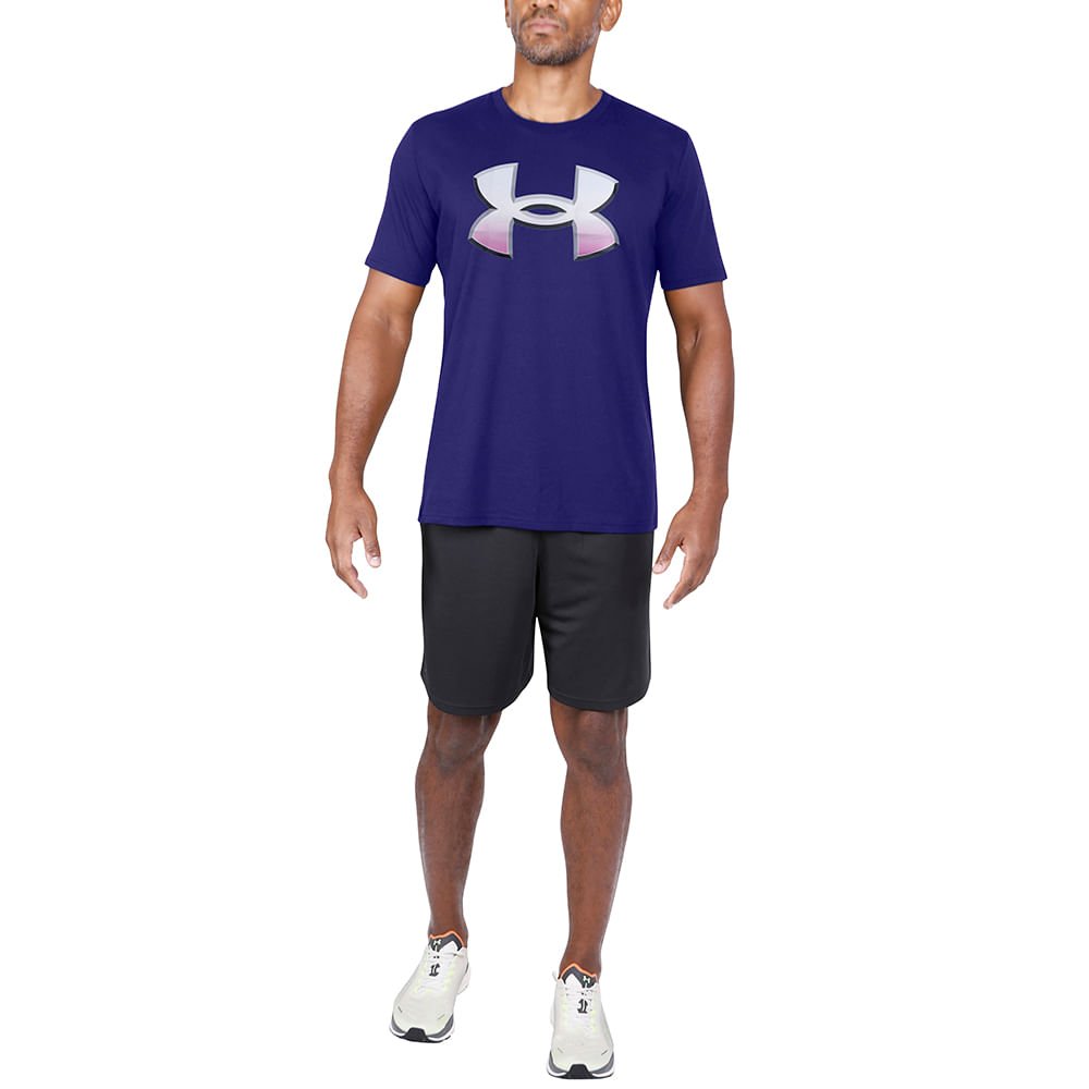 Camiseta de Treino Masculina Under Armour Big Logo 2.0 SS Lam Azul 2