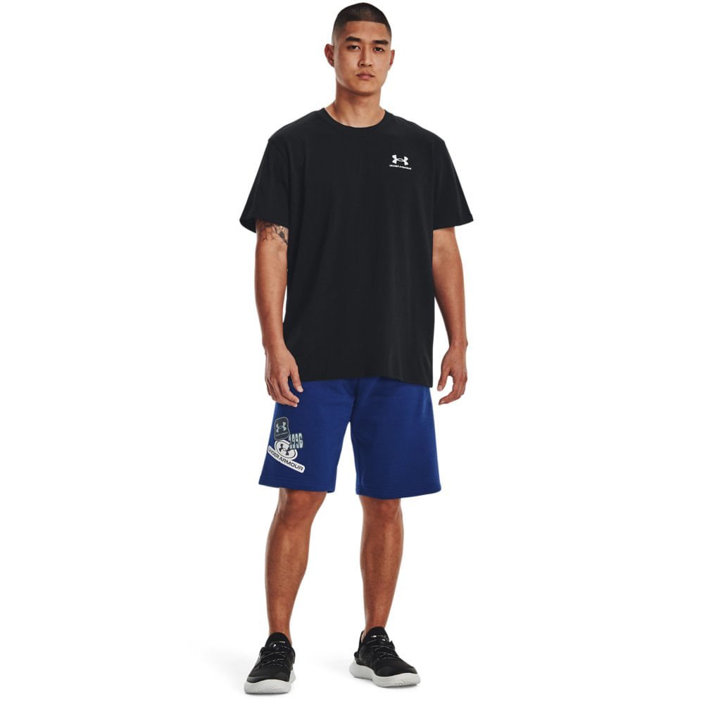 Bermuda de Treino Masculina Under Armour Rival Fleece Graphic ST Azul 2