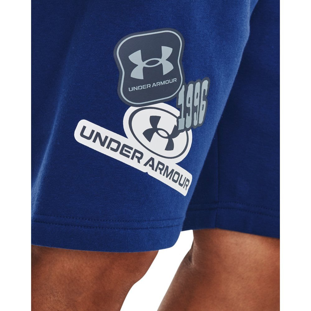 Bermuda de Treino Masculina Under Armour Rival Fleece Graphic ST Azul 4