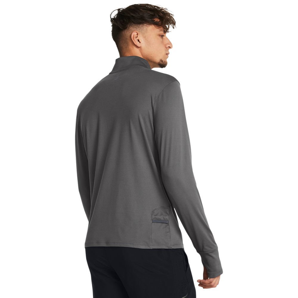 Blusa de Corrida Masculina Under Armour Qualifier Run 1/2 Zip Cinza 2