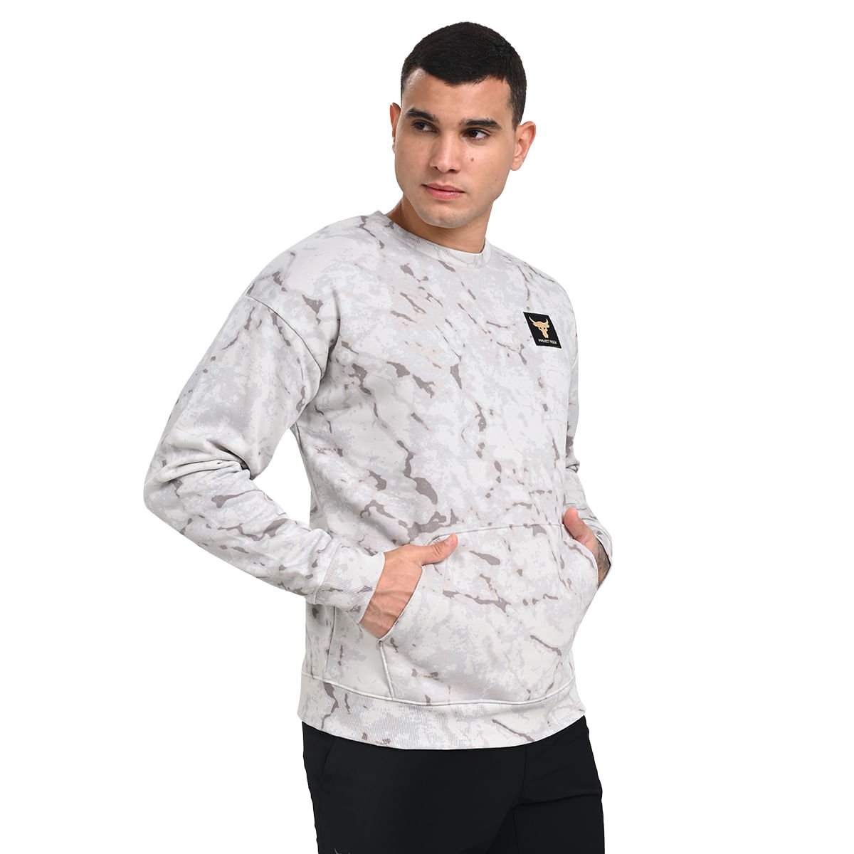 Camiseta Manga Longa de Treino Masculina Under Armour Project Rock Rival Fleece