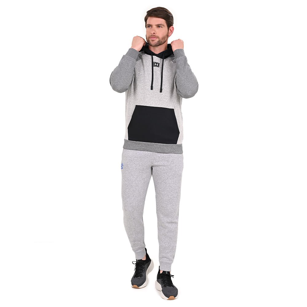 Moletom Masculino Under Armour Rival Fleece Colorblock Cinza 3