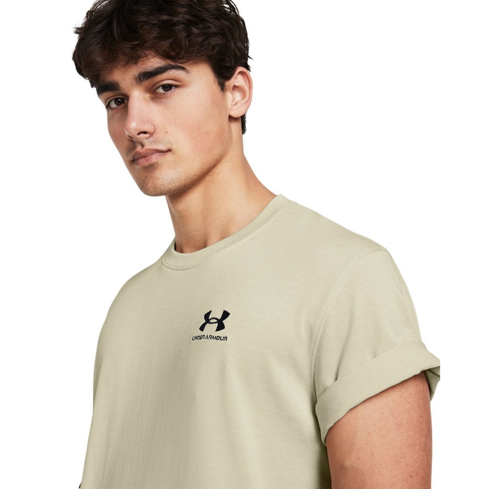 Camiseta de Treino Masculina Under Armour Logo EMB HEA Bege 4