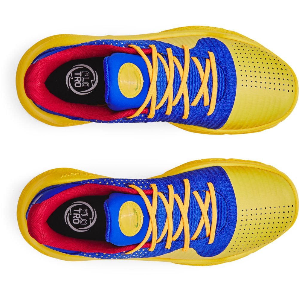 Tênis de Basquete Masculino Under Armour Curry 4 Low Flotro Azul/Amarelo 2