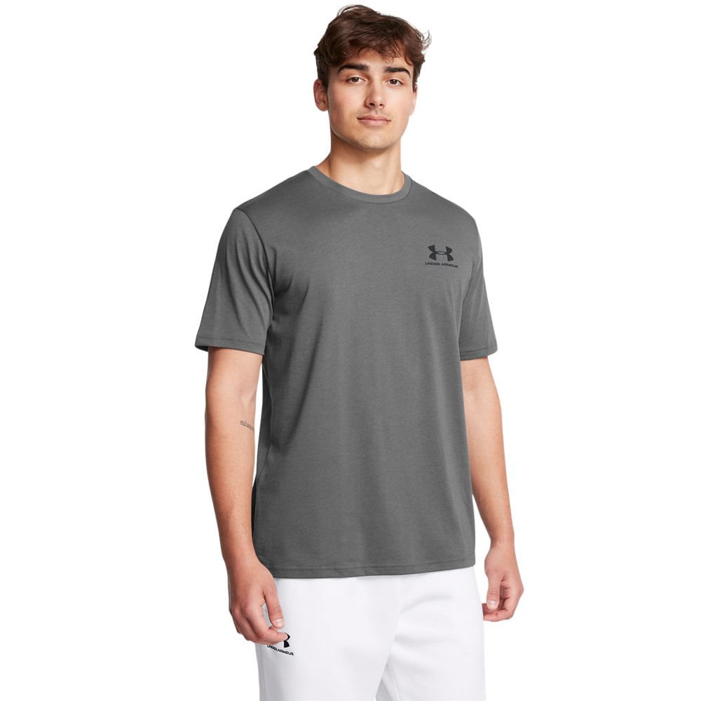 Camiseta de Treino Masculina Under Armour Sportstyle Left Chest Cinza 1