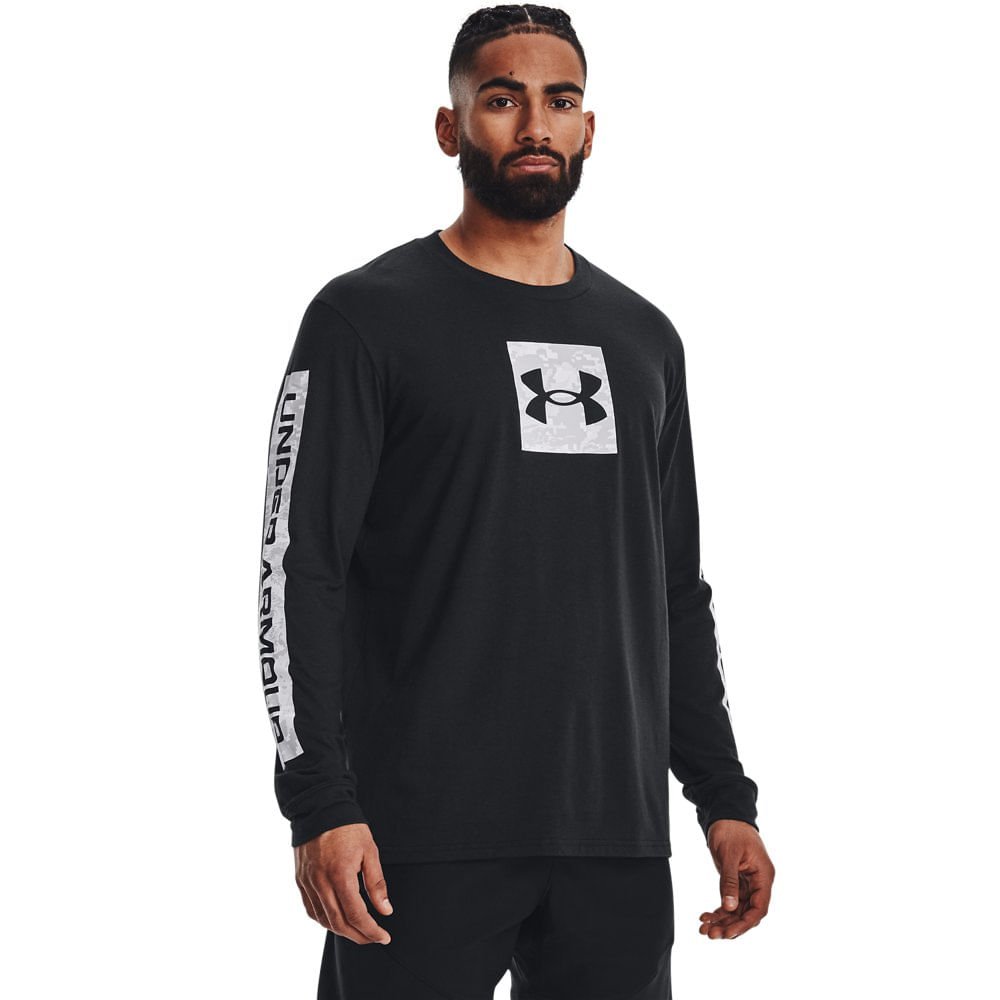 Camiseta Sportstyle Masculina Under Armour Camo Boxed Manga Longa Preto 1