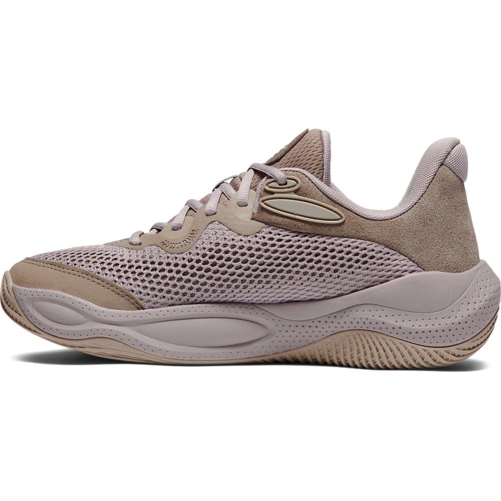 Tênis de Basquete Under Armour Curry Splash 24 Suede Bege 4