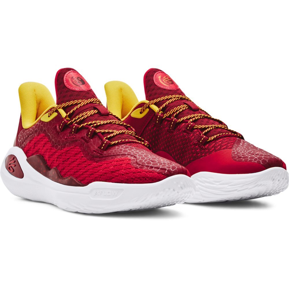 Tênis de Basquete Masculino Under Armour Curry 11 Bruce Lee Fire Vermelho 4