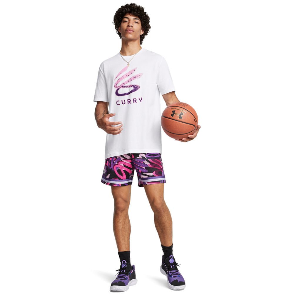 Camiseta de Basquete Masculina Under Armour Curry Logo Trend Branco 2