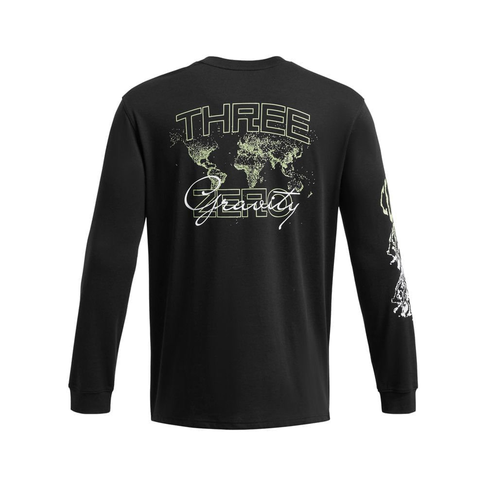 Camiseta de Basquete Manga Longa Masculina Under Armour Curry Verbiage Preto 4