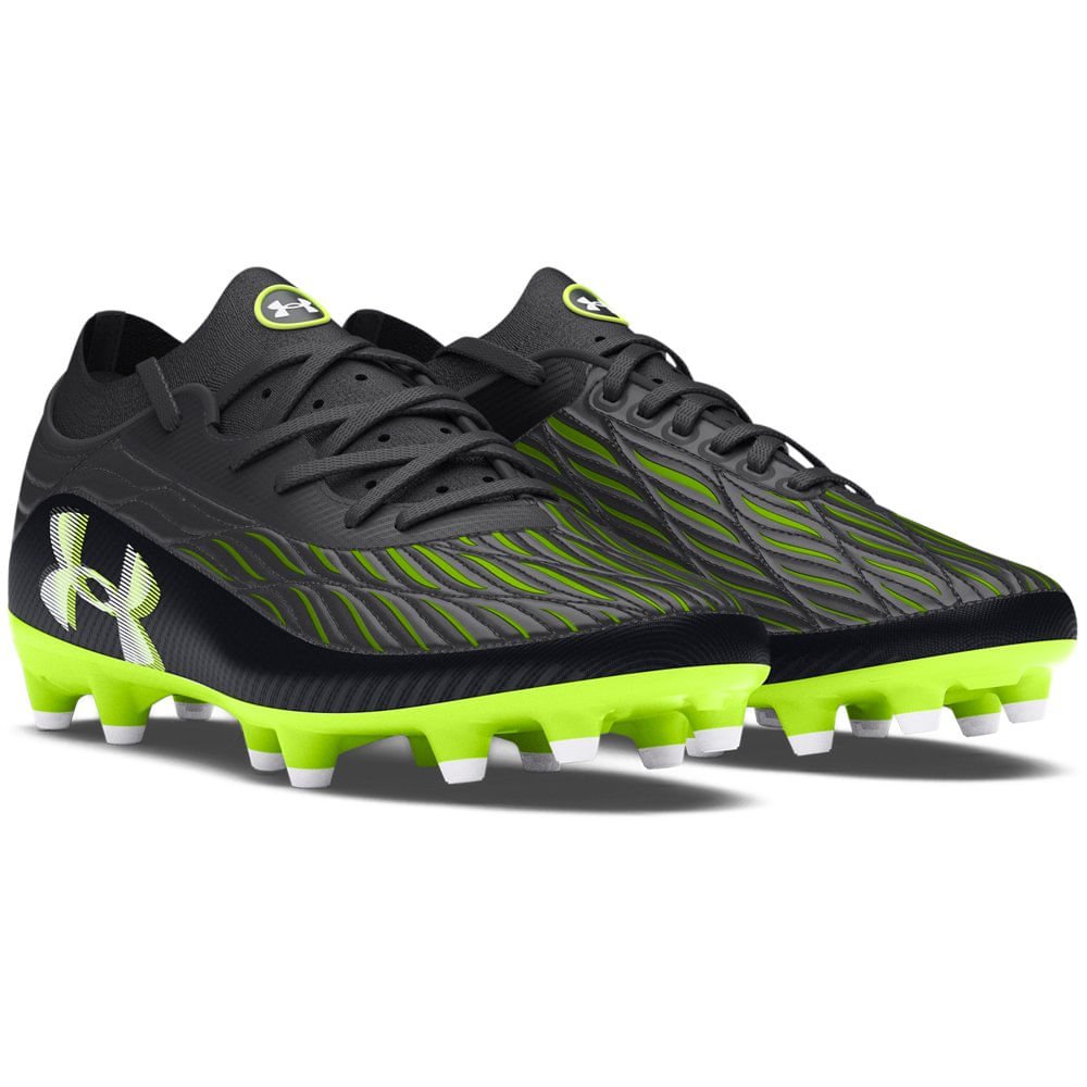 Chuteira de Campo Masculina Under Armour Magnetico Pro 4 FG Preto/Verde 2