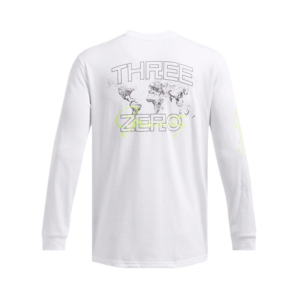 Camiseta de Basquete Manga Longa Masculina Under Armour Curry Verbiage Branco 6