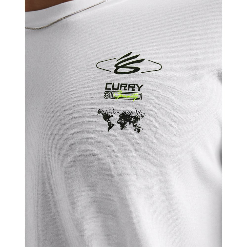 Camiseta de Basquete Manga Longa Masculina Under Armour Curry Verbiage Branco 4