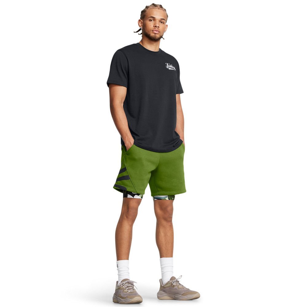 Shorts de Basquete Masculino Under Armour Curry Splash Fleece Verde 2