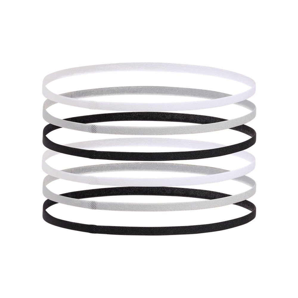 Faixa de Cabeça Under Armour Mini Elastic Feminina - Pacote Com 6 Faixas Preto/Branco/Cinza 2