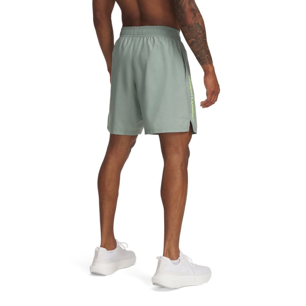 Shorts de Treino Under Armour Wordmark Masculino Cinza/Verde 2
