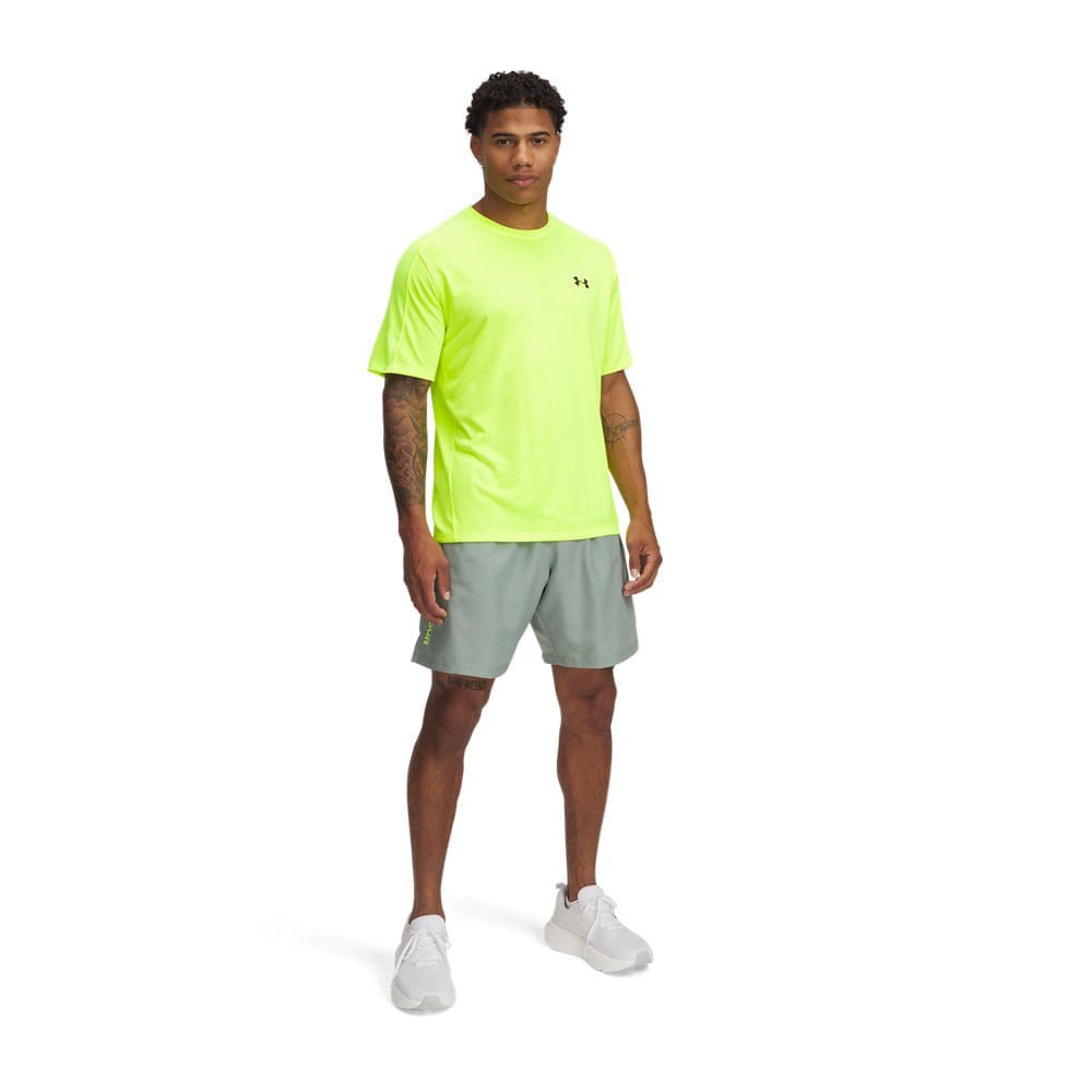 Shorts de Treino Under Armour Wordmark Masculino Cinza/Verde 3
