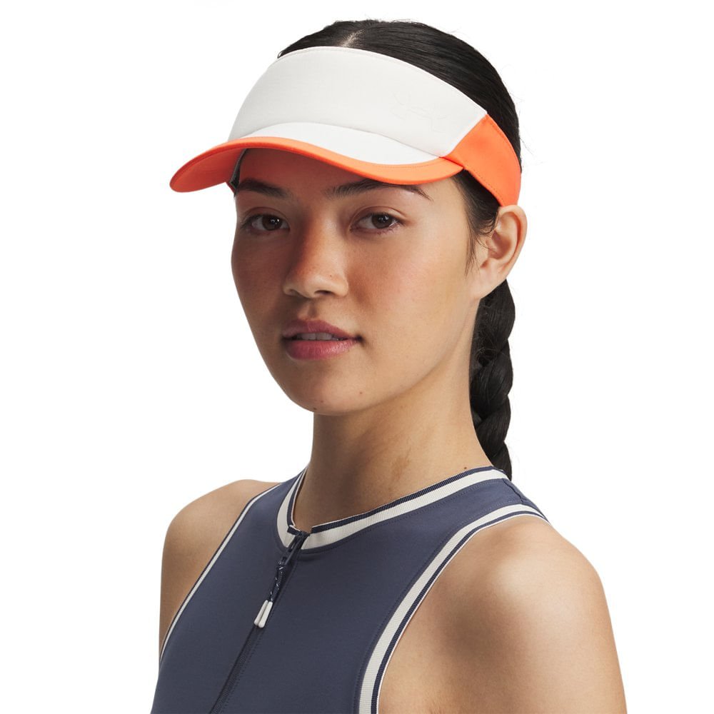 Viseira de Corrida Under Armour Launch Feminina Branco/Laranja 3