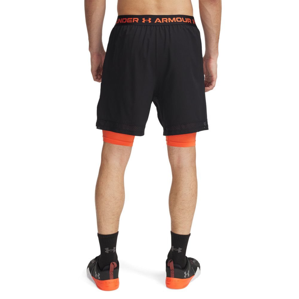 Shorts de Treino Under Armour Vanish Woven 2 em 1 Masculino Preto/Laranja 2