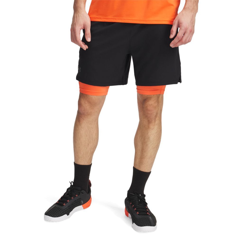 Shorts de Treino Under Armour Vanish Woven 2 em 1 Masculino Preto/Laranja 3