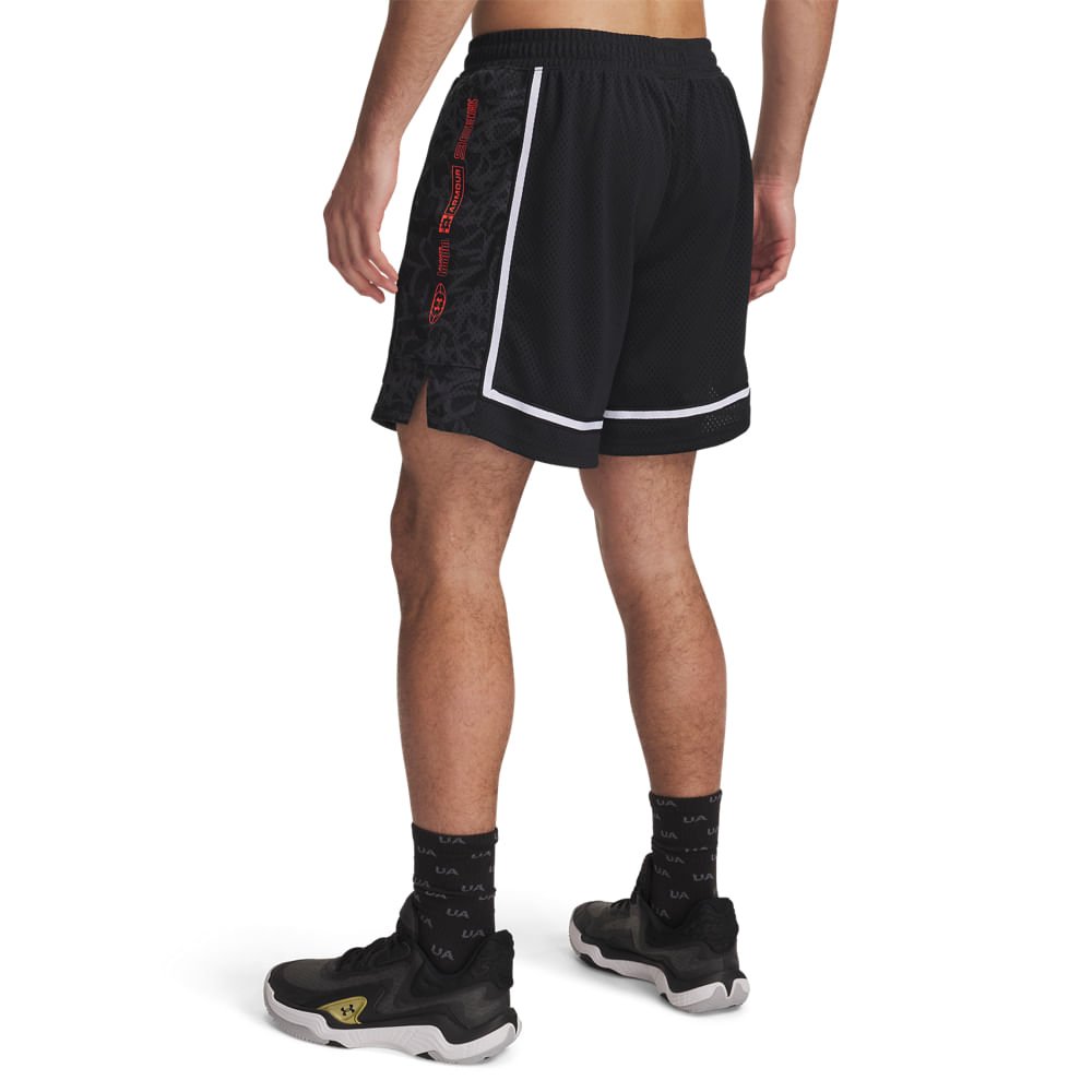 Shorts de Basquete Under Armour Zone Pro 7 Mesh Masculino Preto 2
