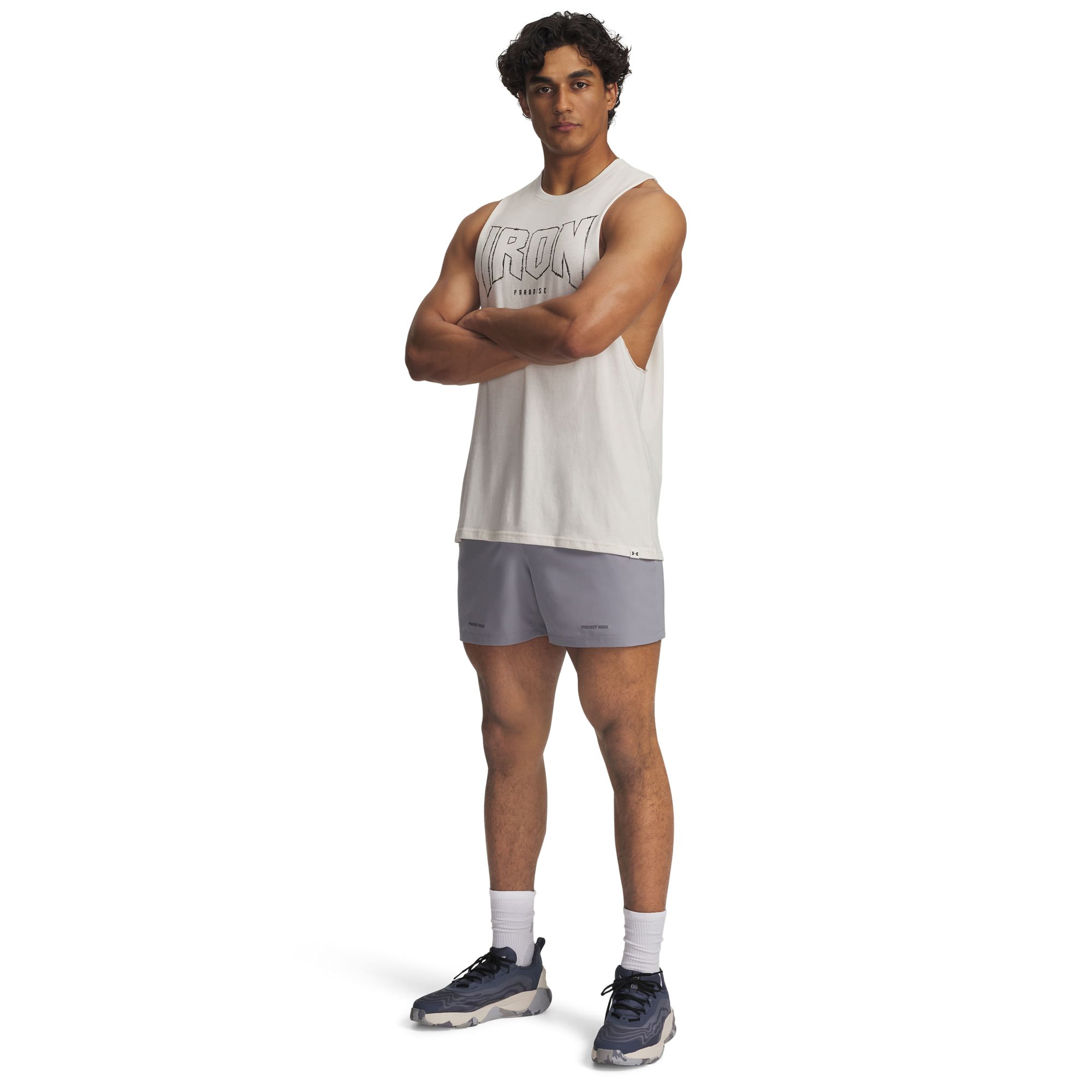 Regata Sporstyle Under Armour Project Rock Payoff Masculina Branco 3