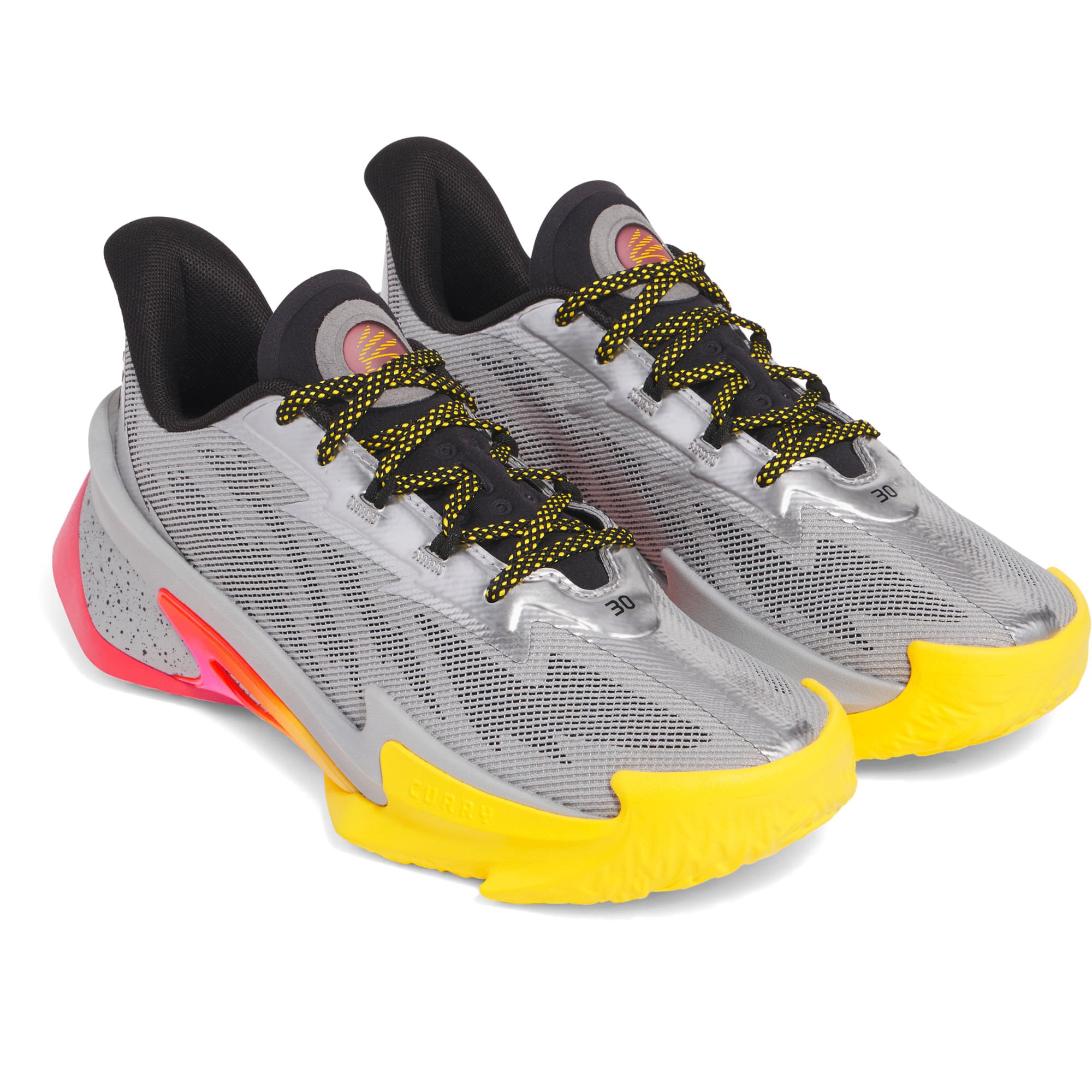 Tênis de Basquete Under Armour Curry Series 7 Prata 2