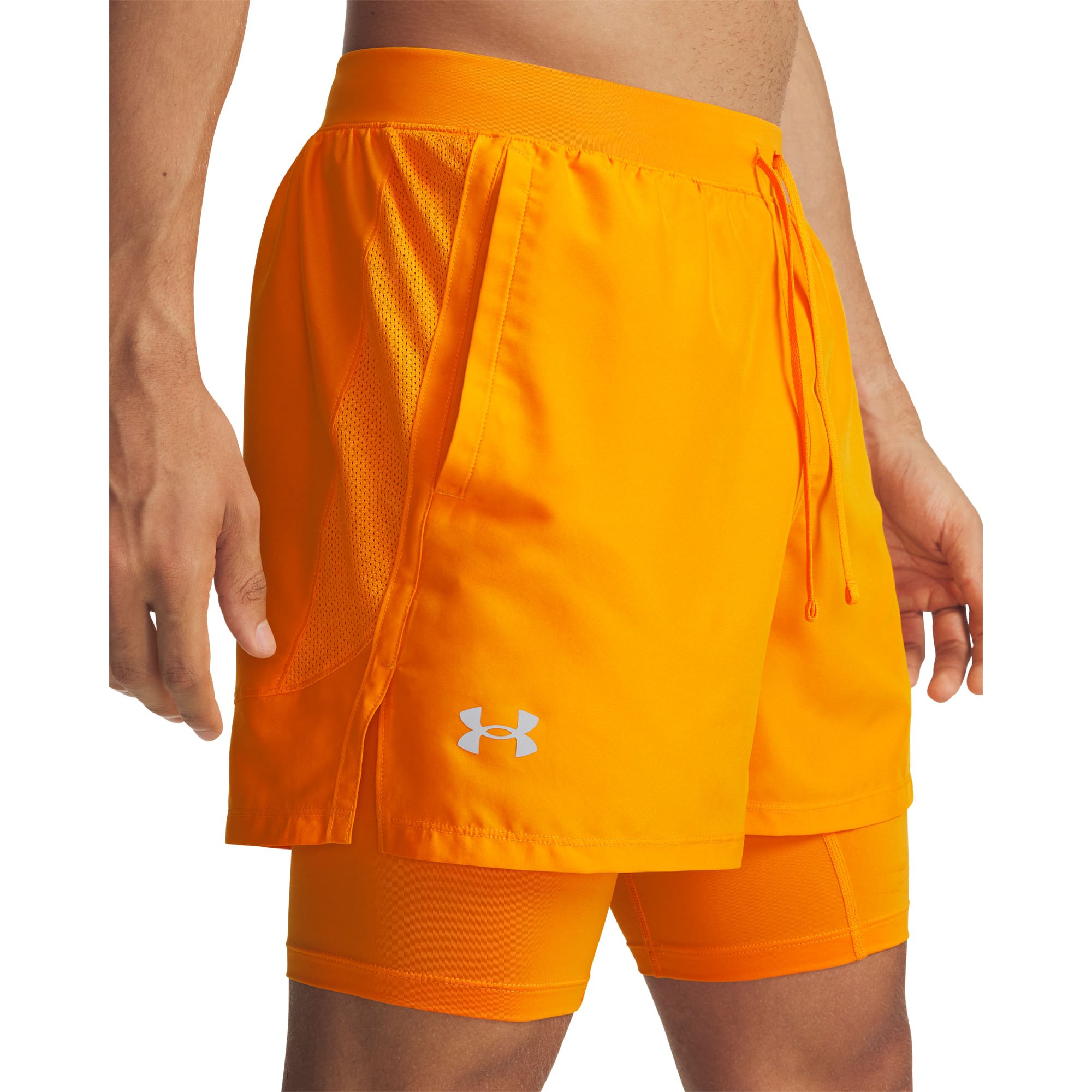 Shorts de Corrida 2 em 1 Under Armour Launch 5 Laranja 3