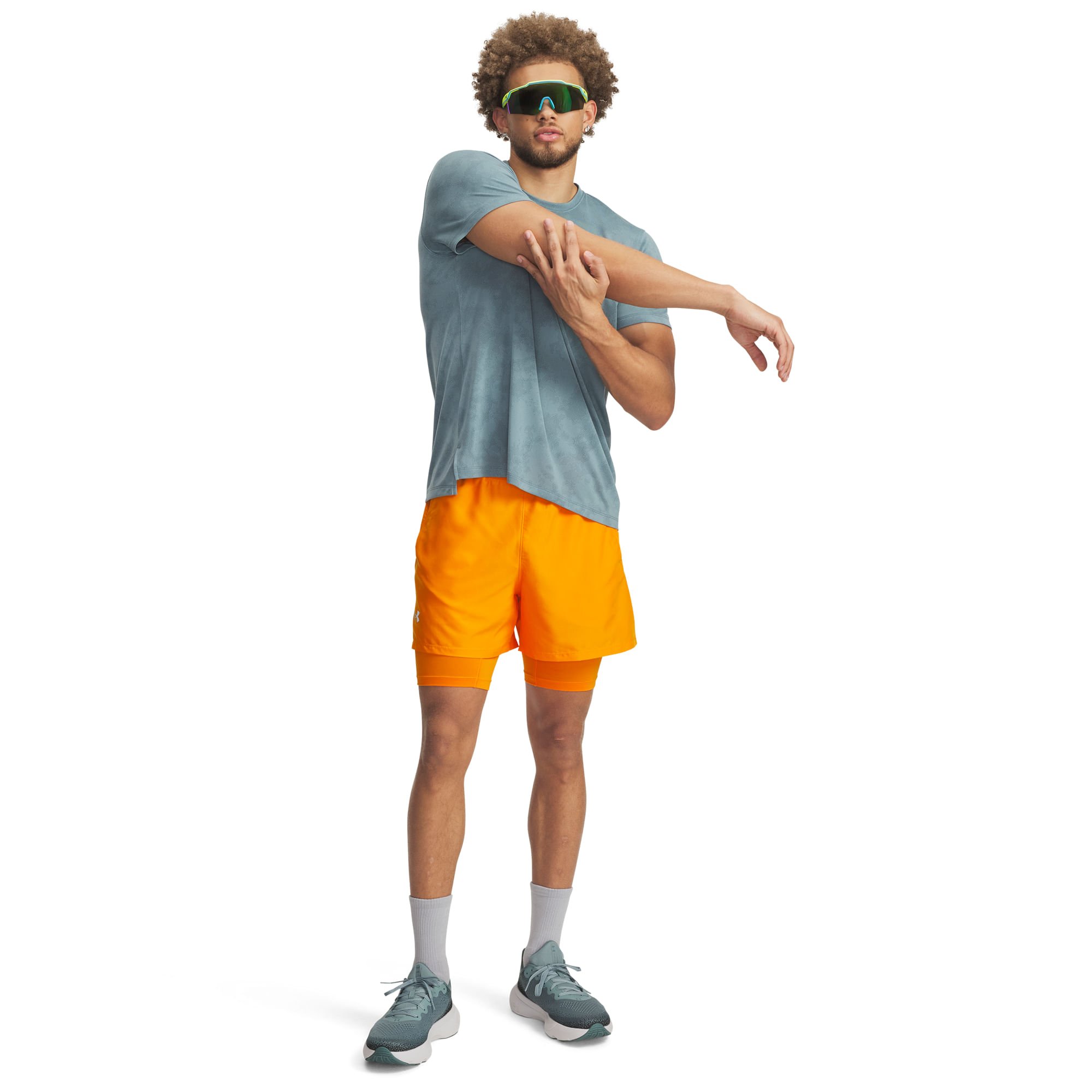Shorts de Corrida 2 em 1 Under Armour Launch 5 Laranja 4
