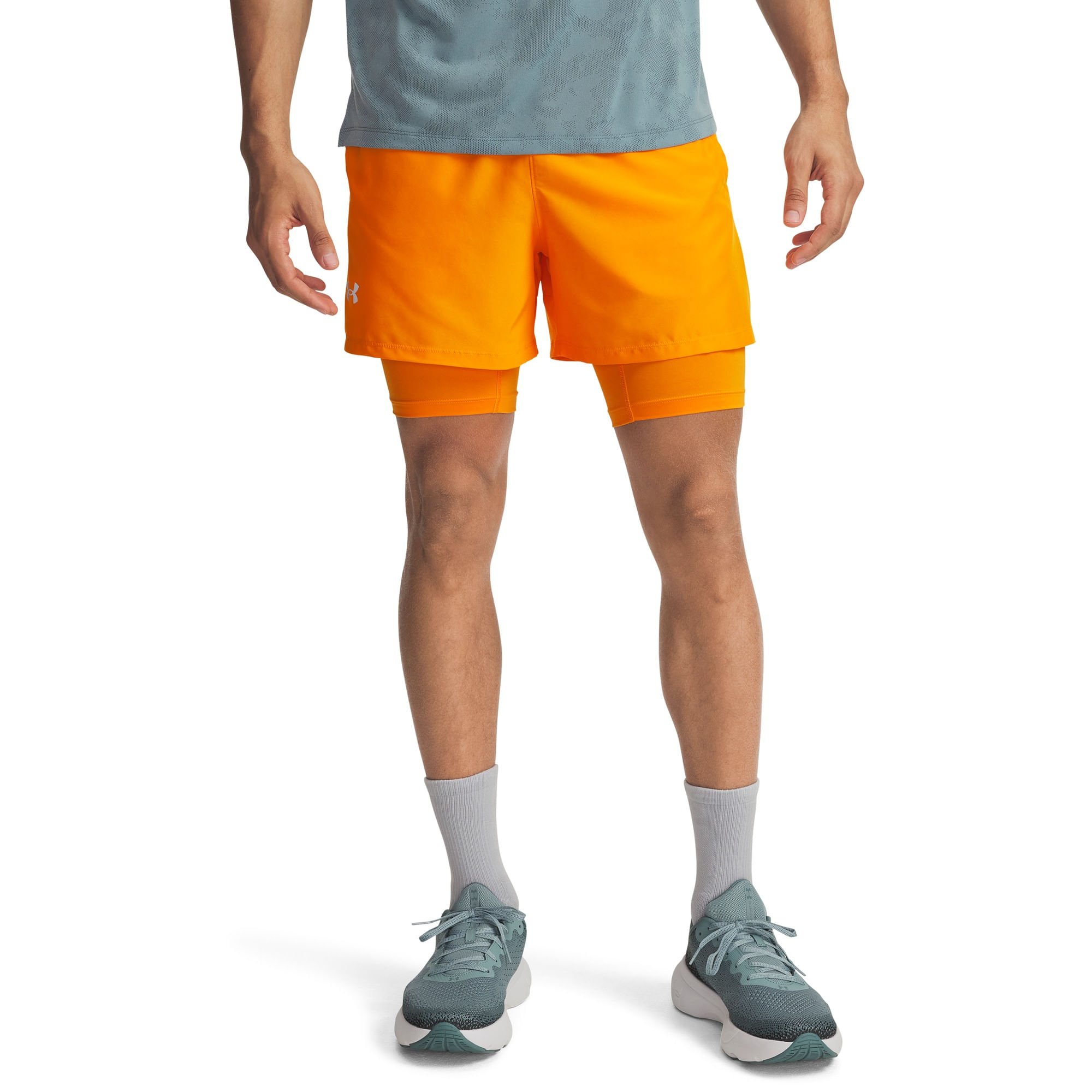 Shorts de Corrida 2 em 1 Under Armour Launch 5 Laranja 5