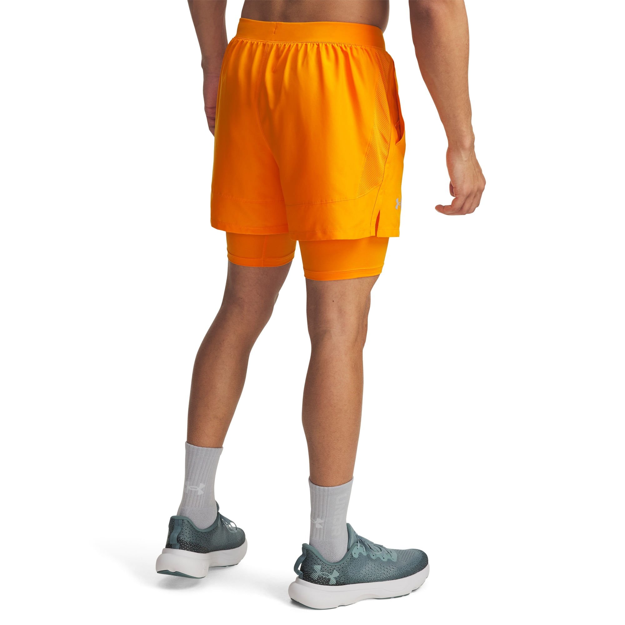 Shorts de Corrida 2 em 1 Under Armour Launch 5 Laranja 6