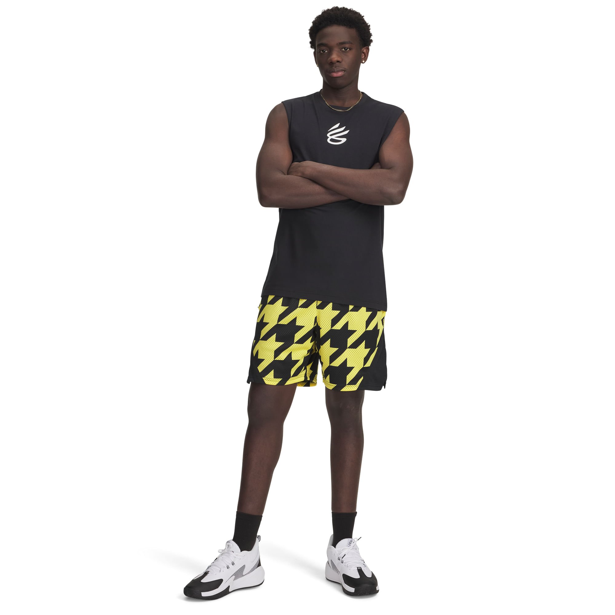 Short de Basquete Under Armour Curry Sig 3 Preto/Amarelo 3