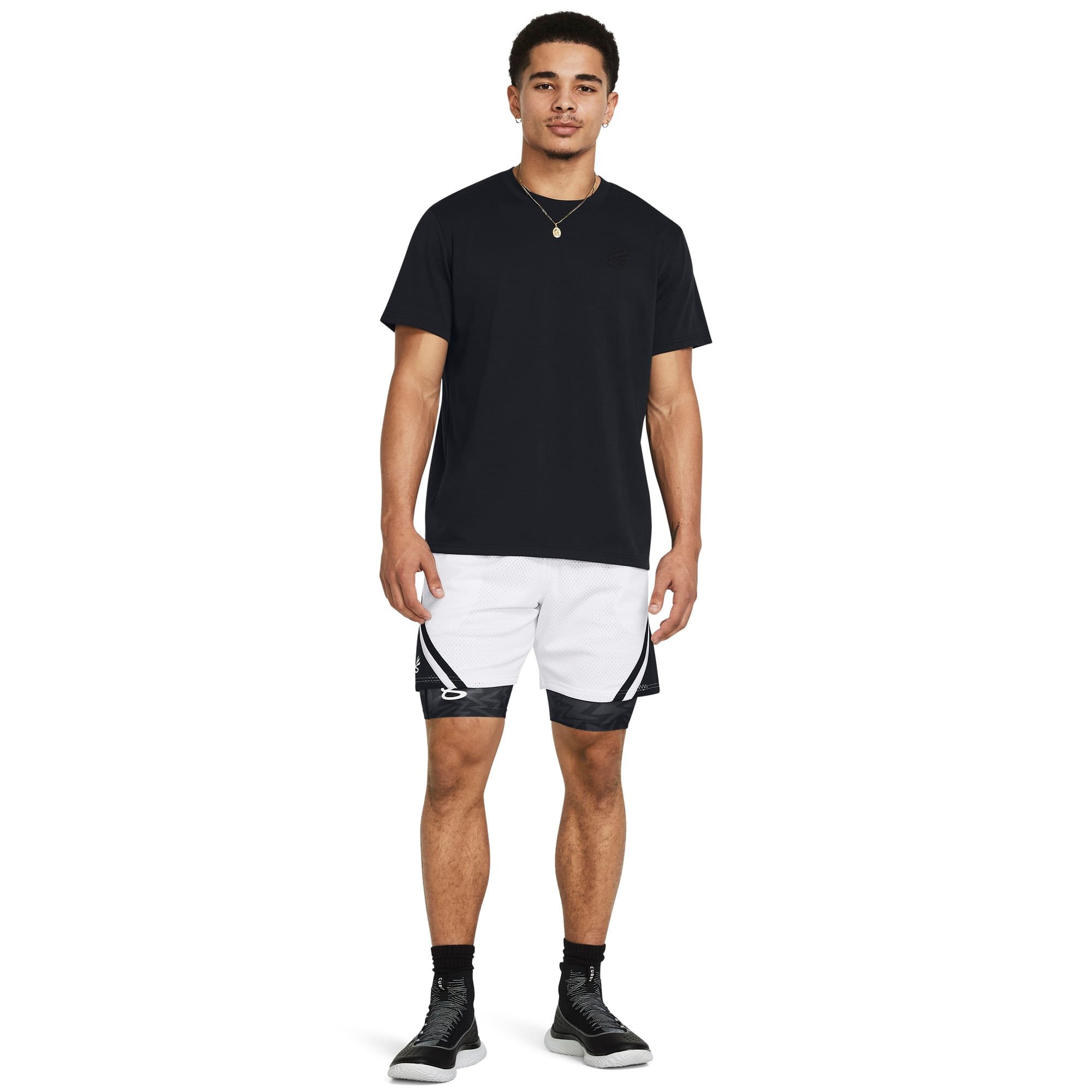 Short de Basquete Under Armour Curry Mesh 4 Branco 4