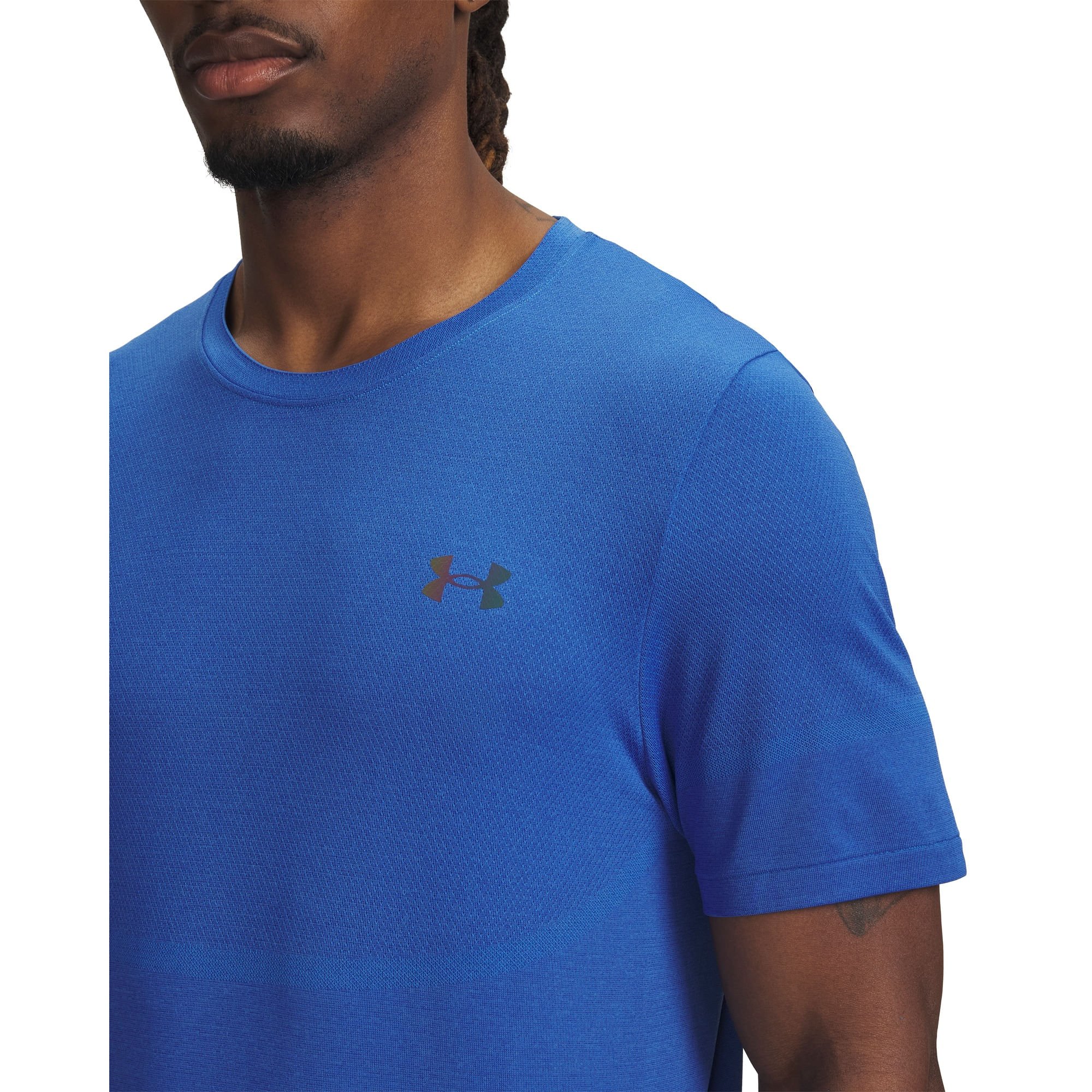 Camiseta de Treino Under Armour Rush Seamless Legacy Masculina Azul 7