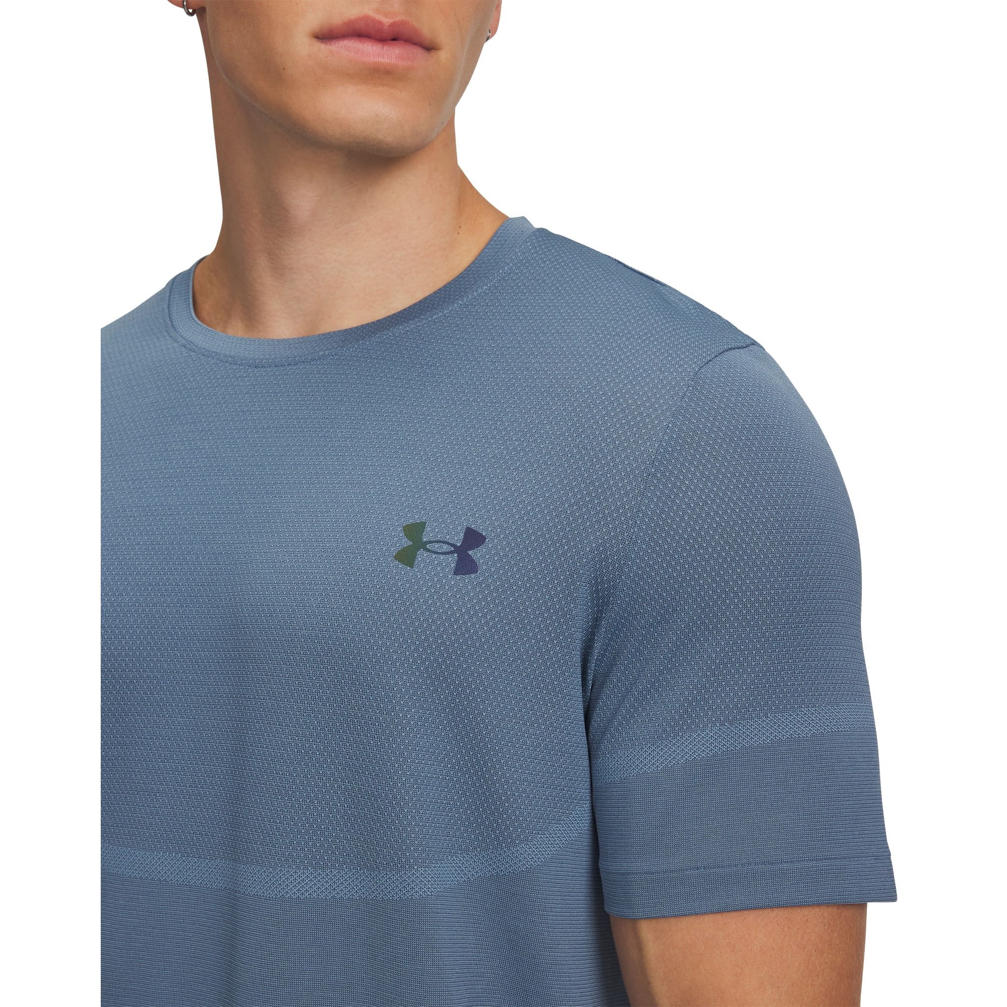 Camiseta de Treino Under Armour Rush Seamless Legacy Masculina Azul 6