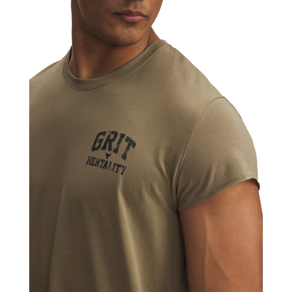 Camiseta Sportstyle Under Armour Project Rock Cap Sleeve Bege 3