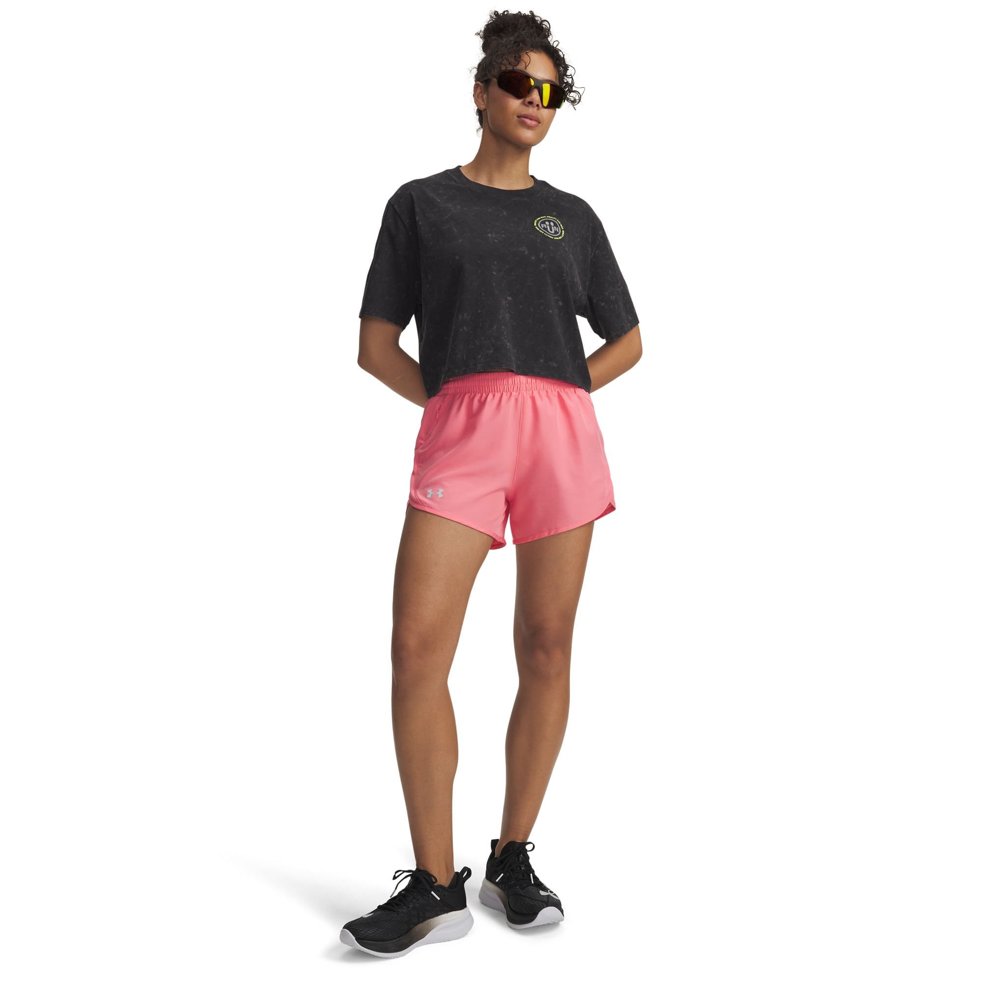 Shorts de Corrida Under Armour Fly By 3 Rosa 3