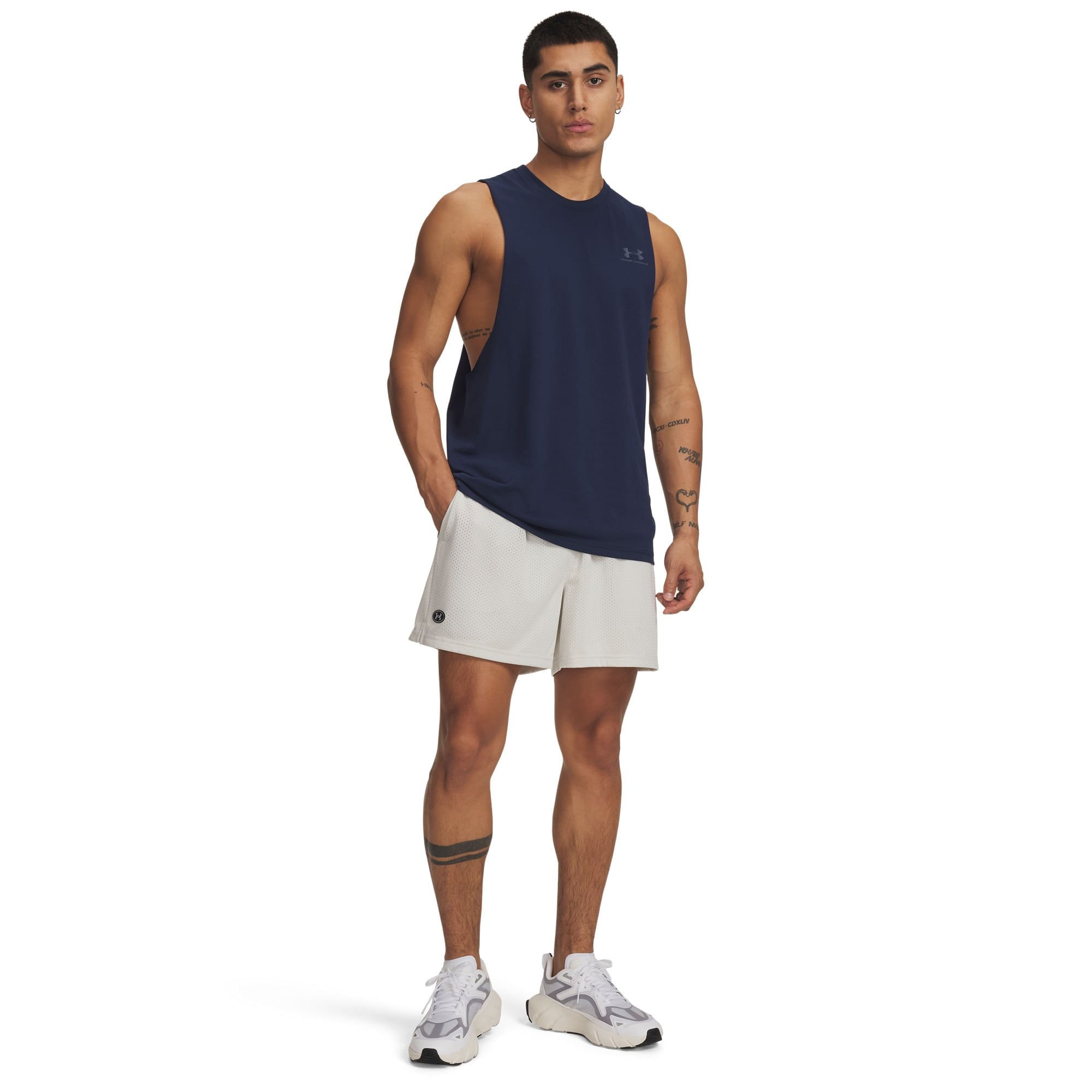 Shorts de Treino Under Armour Essential Mesh Bege 3