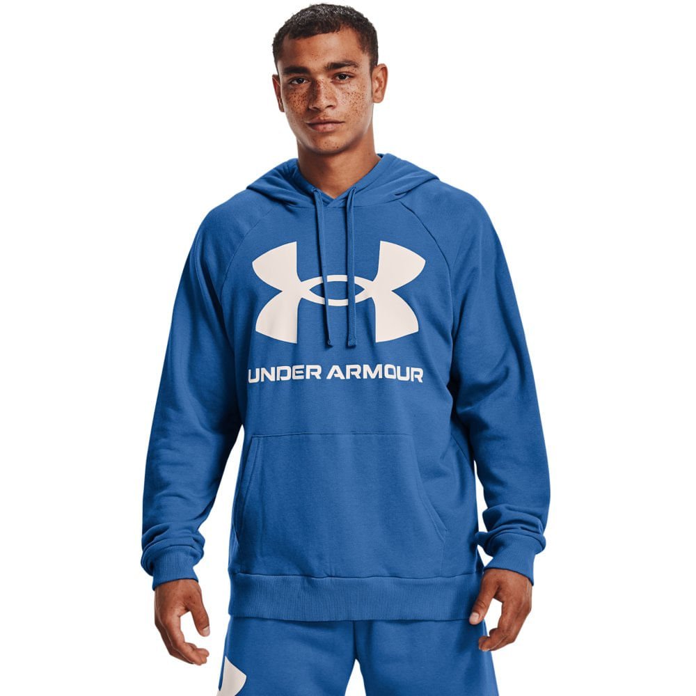 Moletom de Treino Masculino Under Armour Rival Fleece Big Logo HD Azul