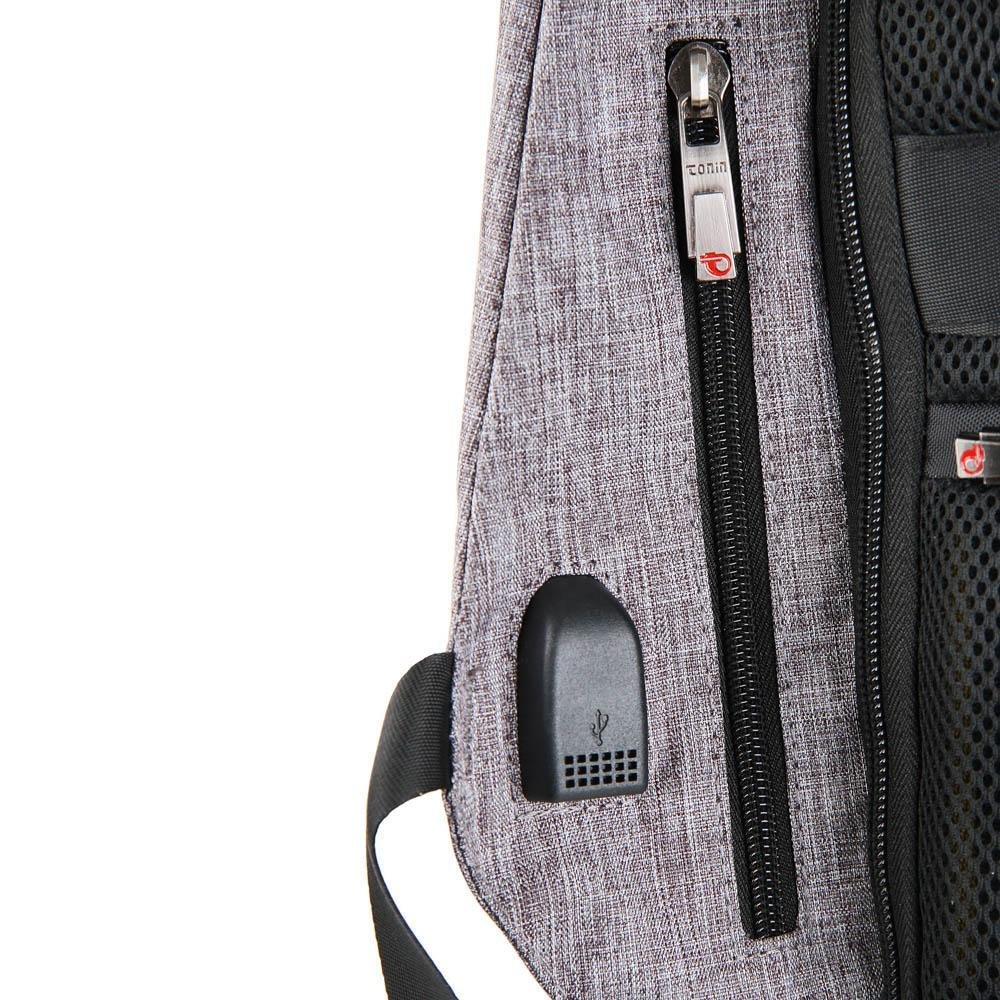 Mochila Antifurto com USB 1958 Cinza 5