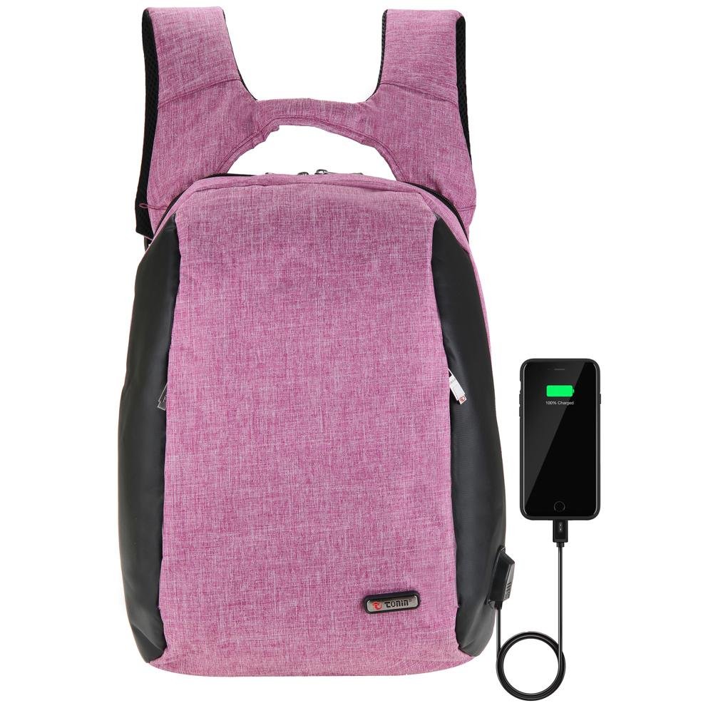 Mochila Antifurto com USB Tonin 1982 Rosa 1