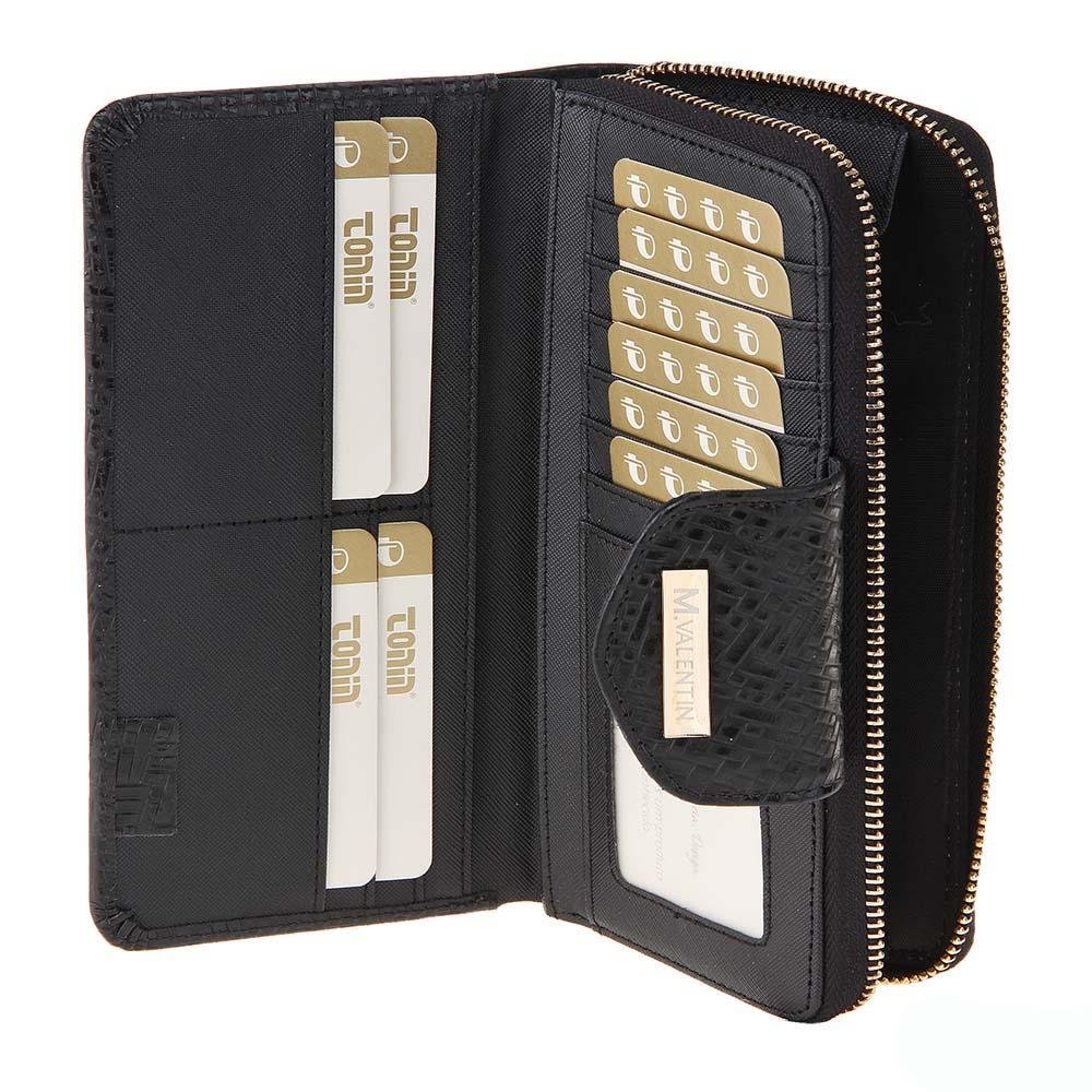 Carteira Feminina em Couro M.Valentin 7000C Preto 2