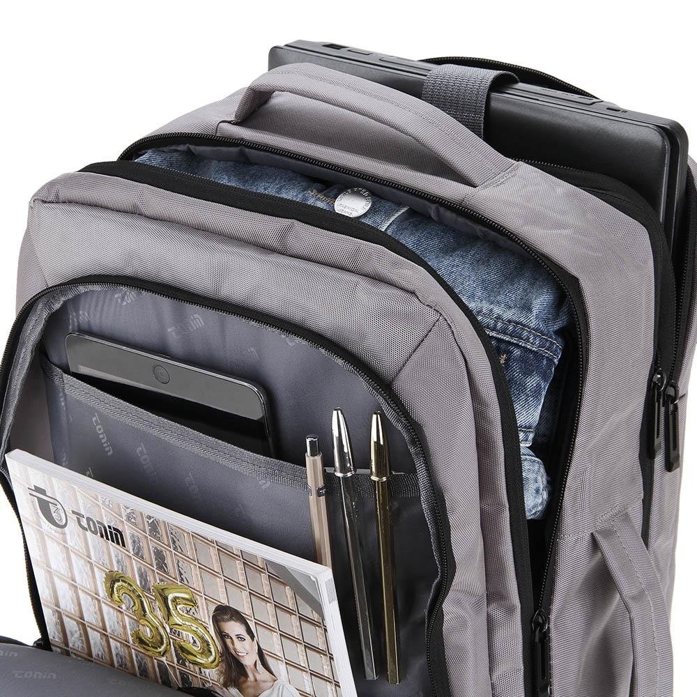 Mochila multifuncional para viagem Conecta 2122 Cinza 11