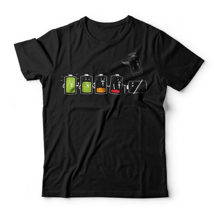 Camiseta Battery Life Unissex Studio Geek Casual Preto