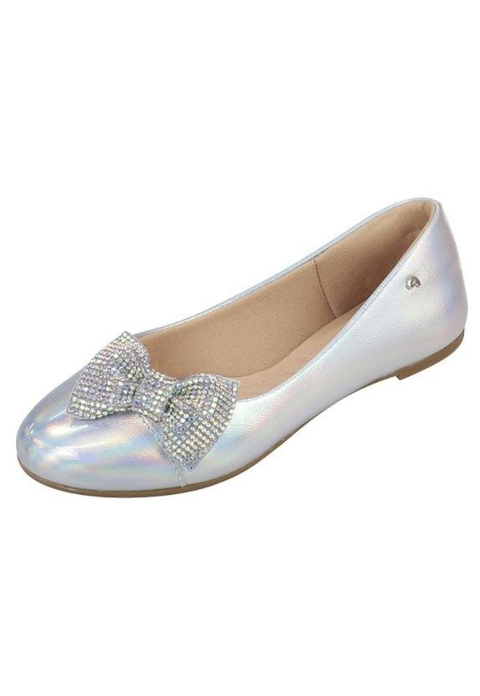 Sapatilha Holográfico Laço Infantil Pampili Prata 1